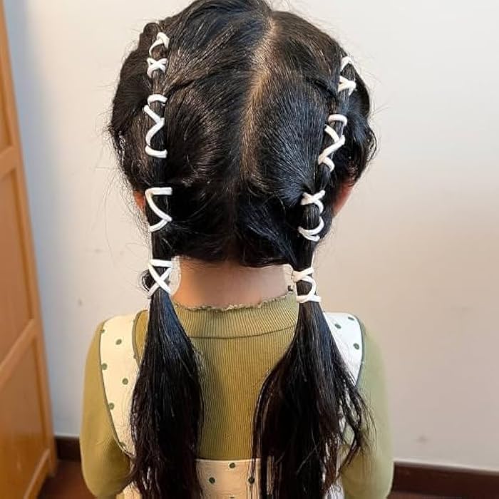 White Rubber Hair Bands, 50 Pieces, Ring, Ponytail Holder, Hair Accessories - Image 3